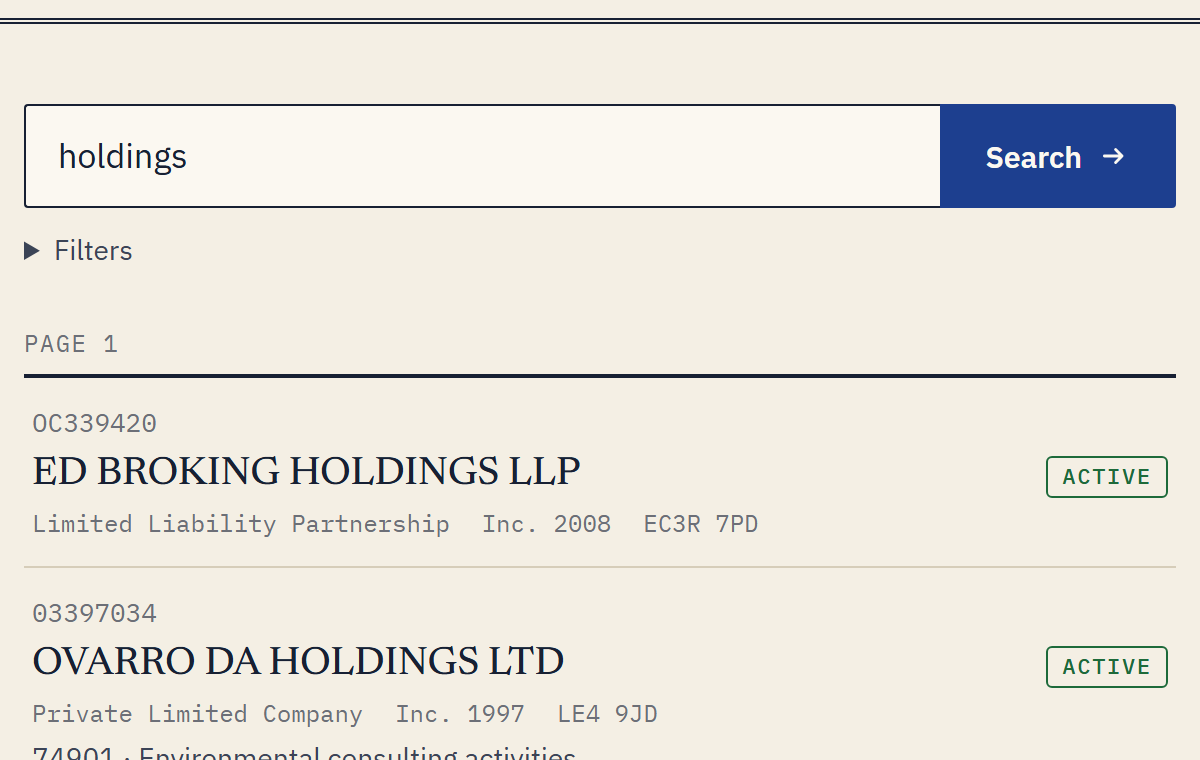 Search results for holdings